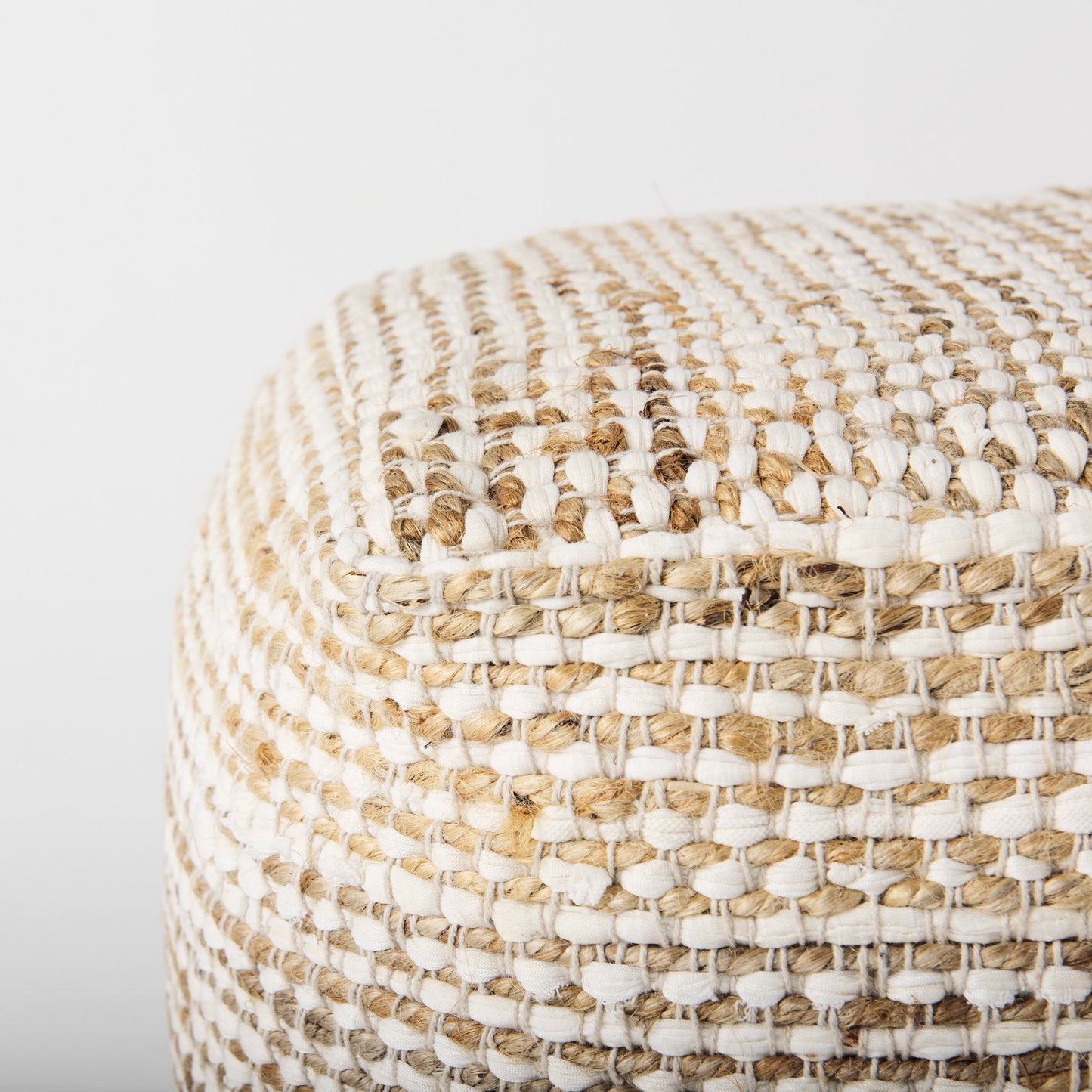 Ekani Pouf Cream/Beige Cotton - poufs