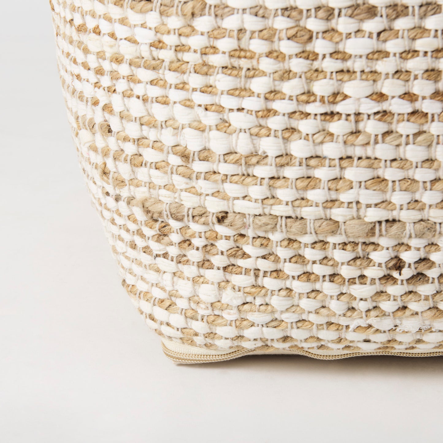 Ekani Pouf Cream/Beige Cotton - poufs