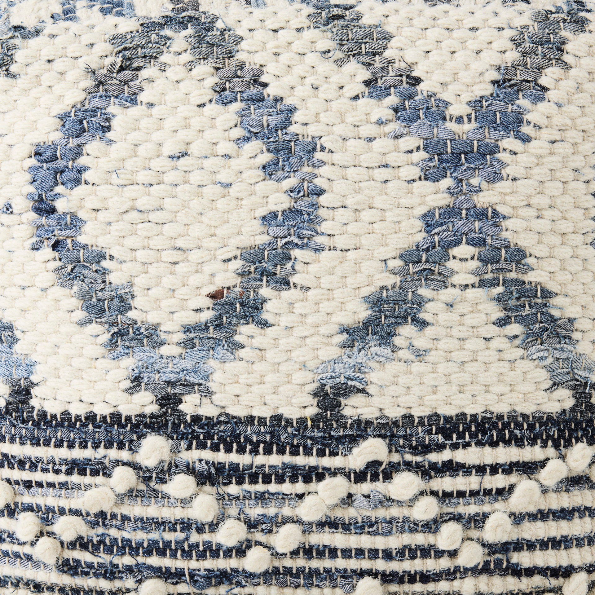 Eshana Pouf Cream Wool & Denim - poufs