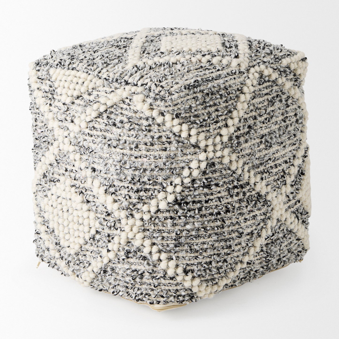 Ekiya Pouf Black/White | Yarn/Wool - poufs