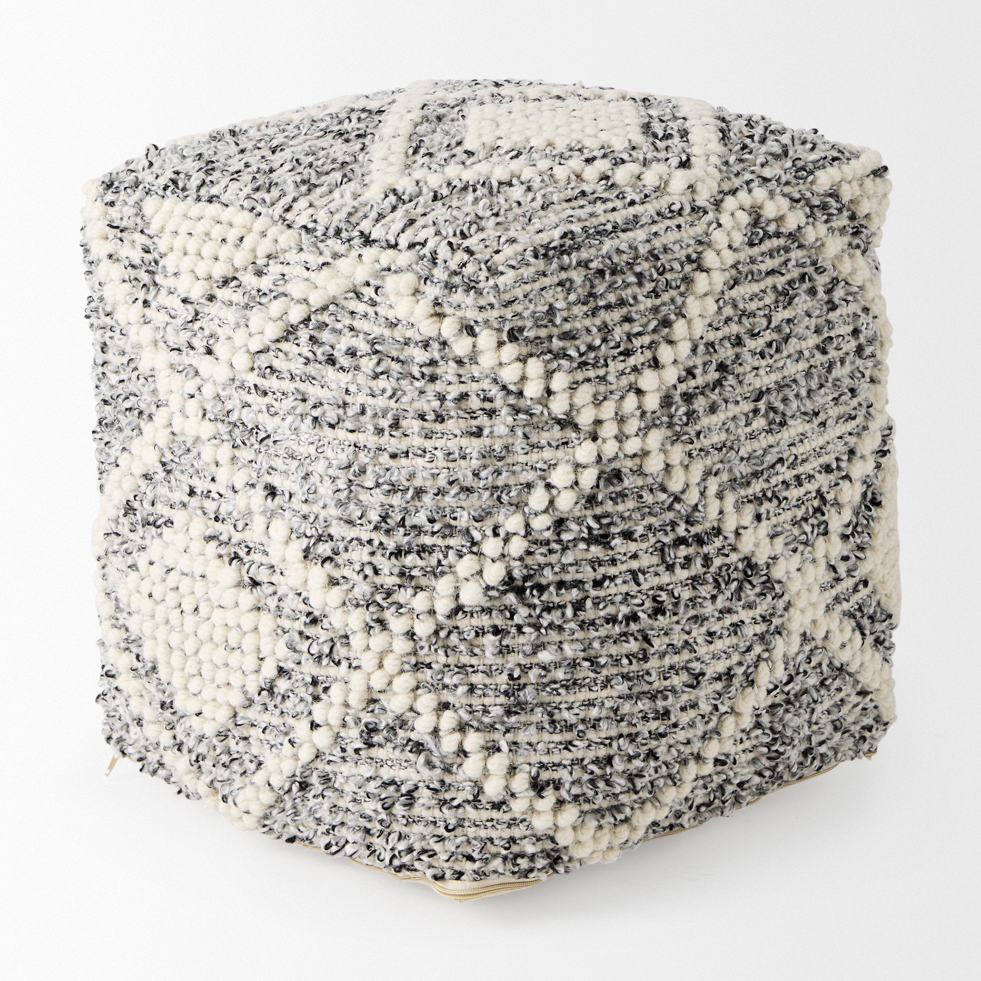 Ekiya Pouf Black/White | Yarn/Wool - poufs