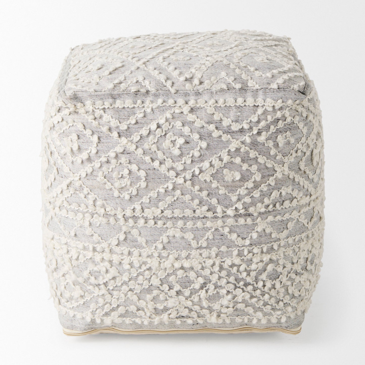 Farida Pouf Gray Wool & Polyester - poufs