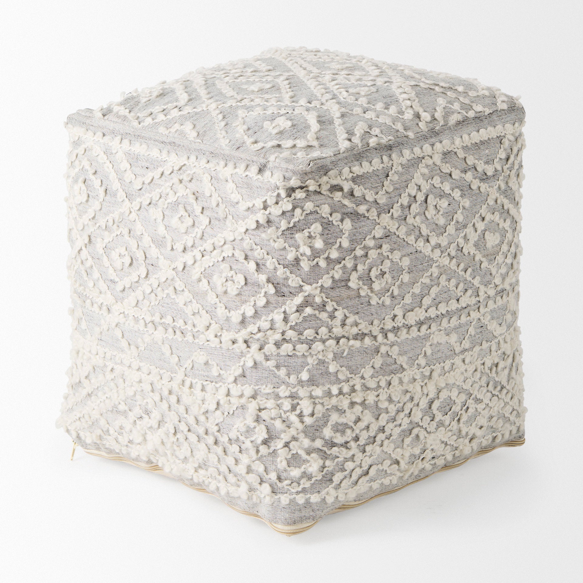 Farida Pouf Gray Wool & Polyester - poufs