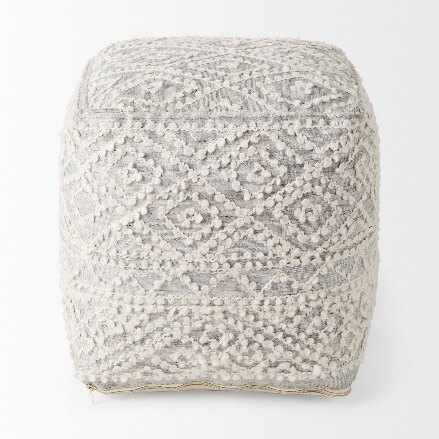 Farida Pouf Gray Wool & Polyester - poufs