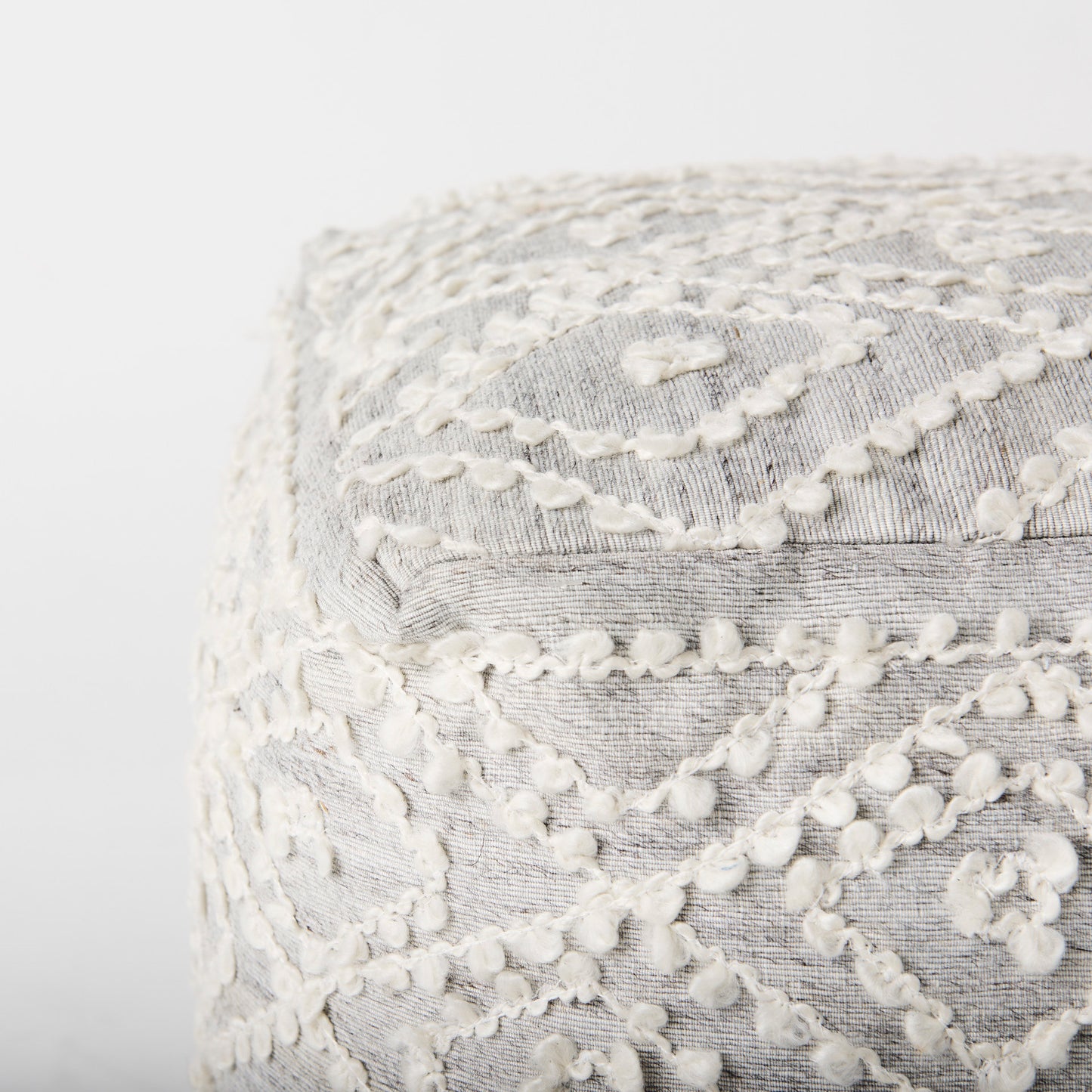 Farida Pouf Gray Wool & Polyester - poufs