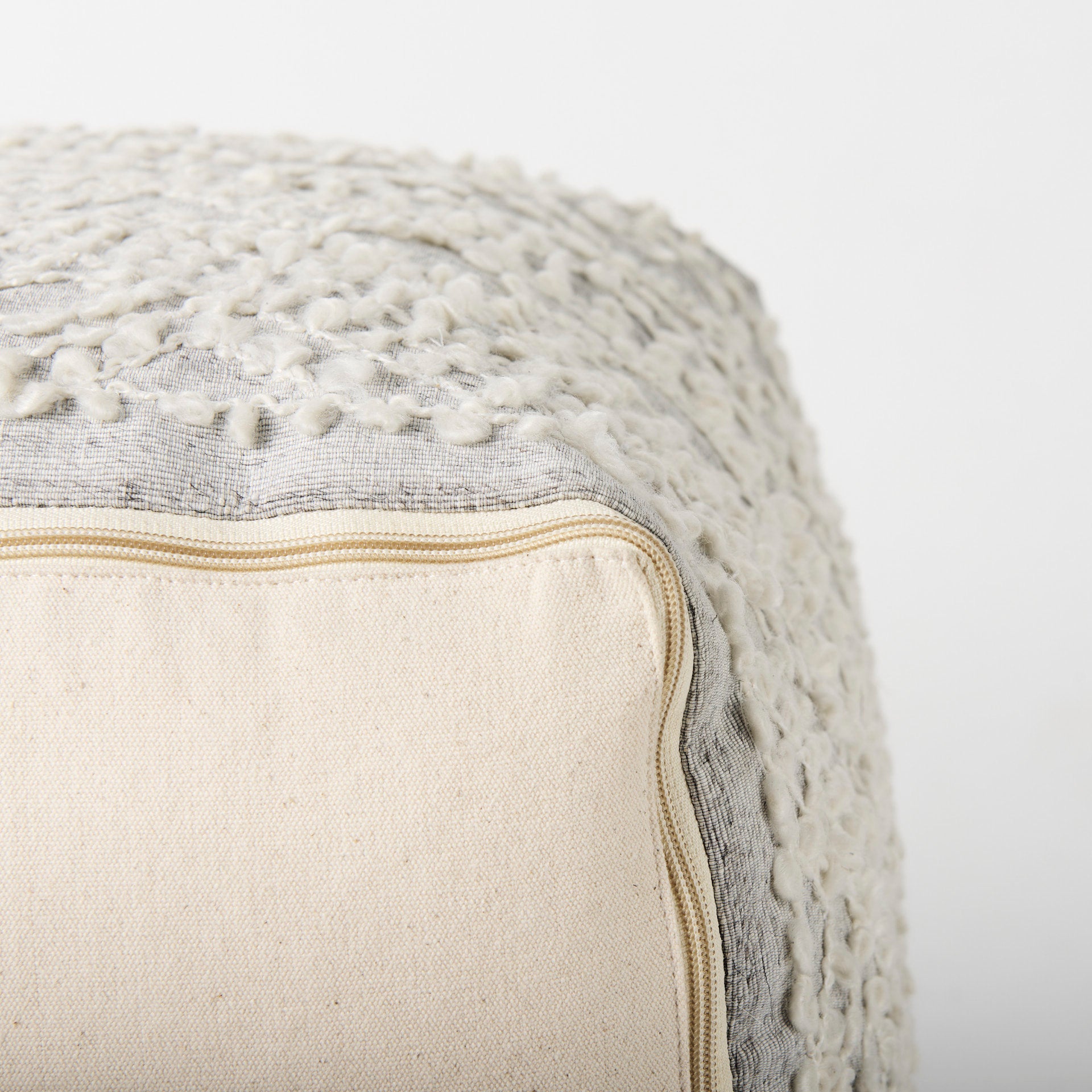 Farida Pouf Gray Wool & Polyester - poufs