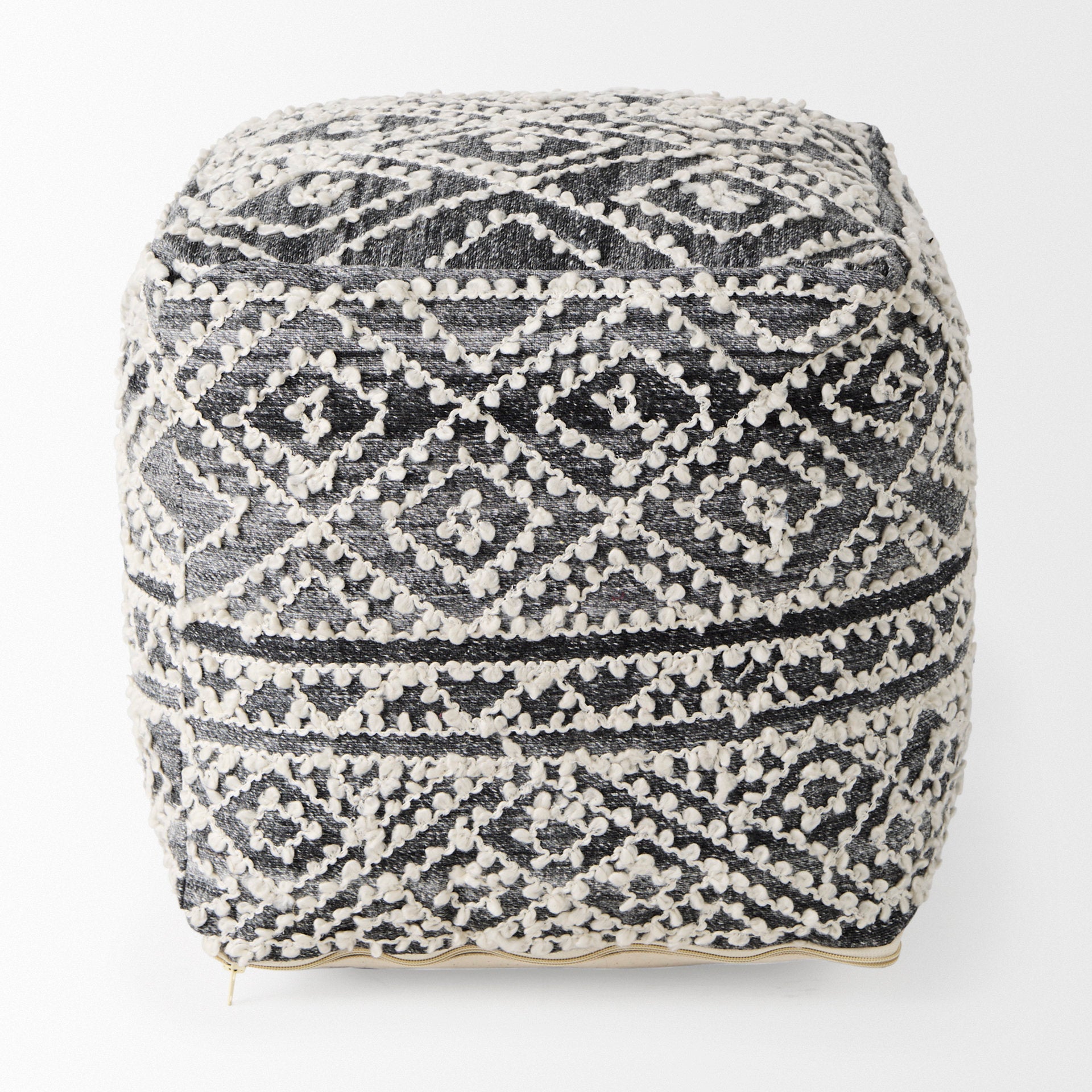 Farida Pouf Dark Gray Wool & Polyester - poufs