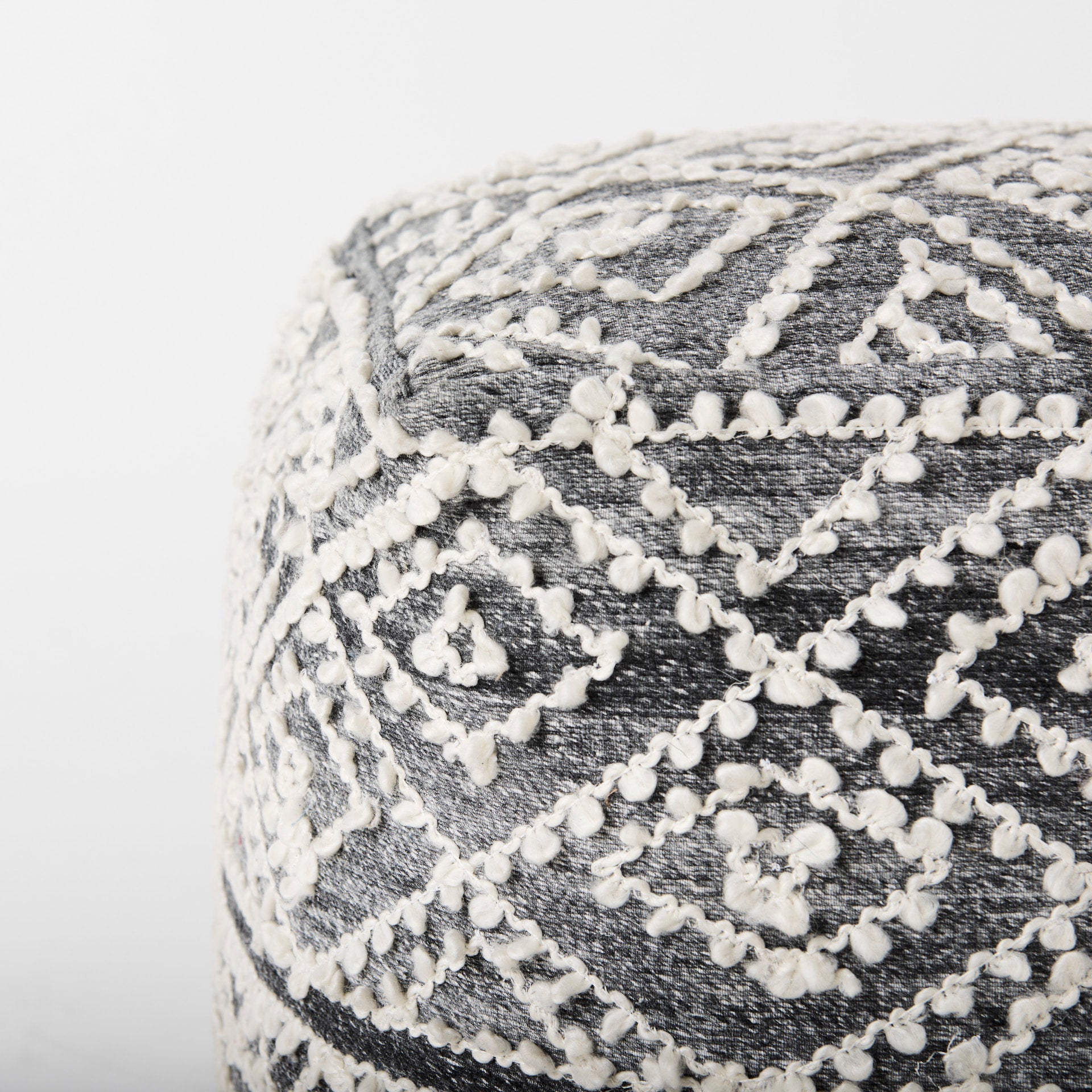 Farida Pouf Dark Gray Wool & Polyester - poufs