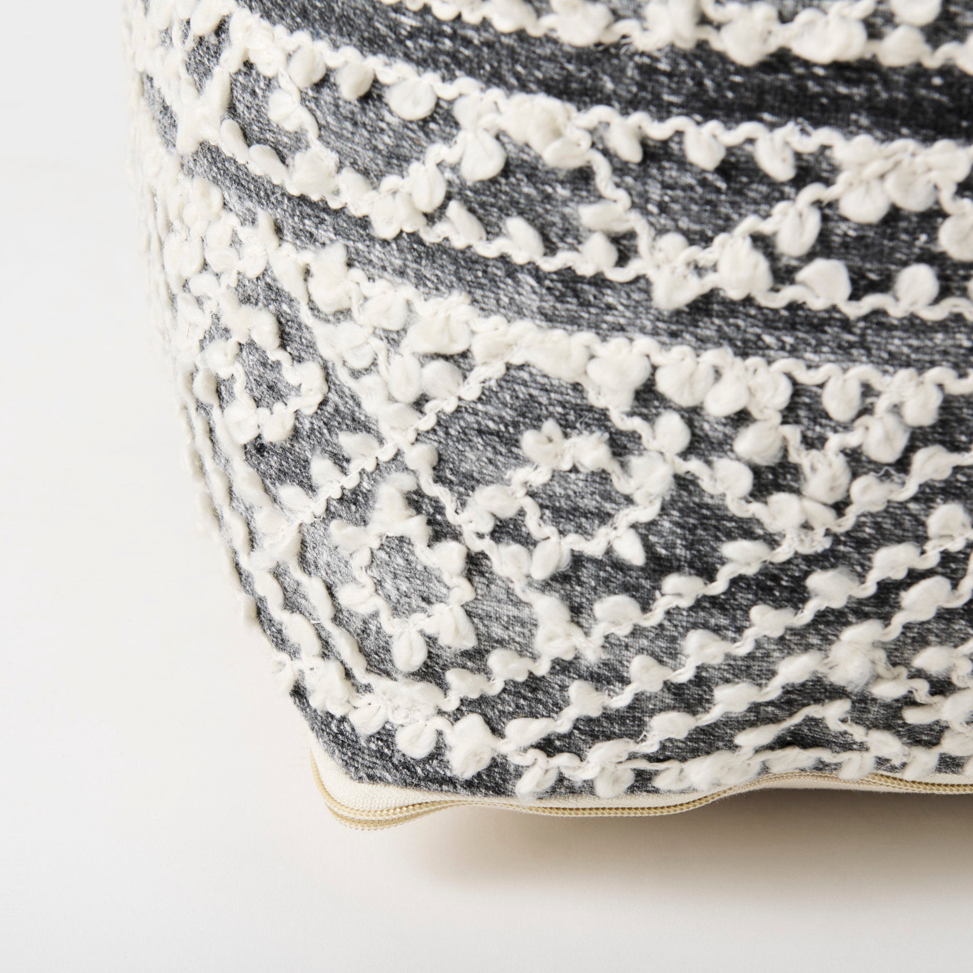 Farida Pouf Dark Gray Wool & Polyester - poufs