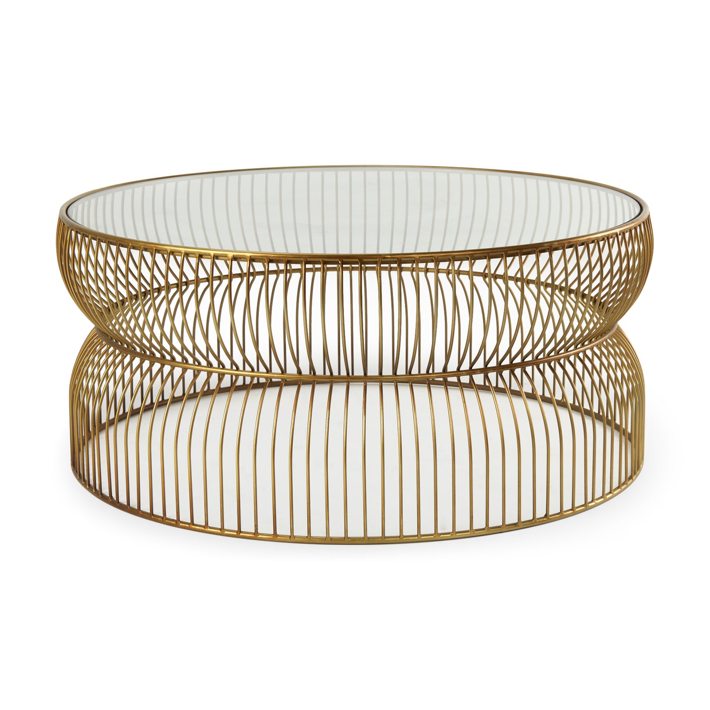 Shani Round Gold Metal w/ Glass Coffee Table