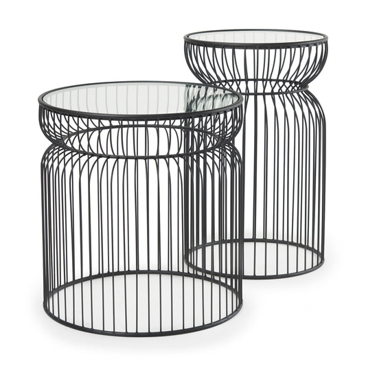 Shani Accent Table Black Metal | Glass - accent-tables