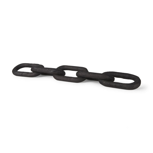Alix 29.0L x 5.0W x 5.0H Black Wood Link Chain Decorative Object