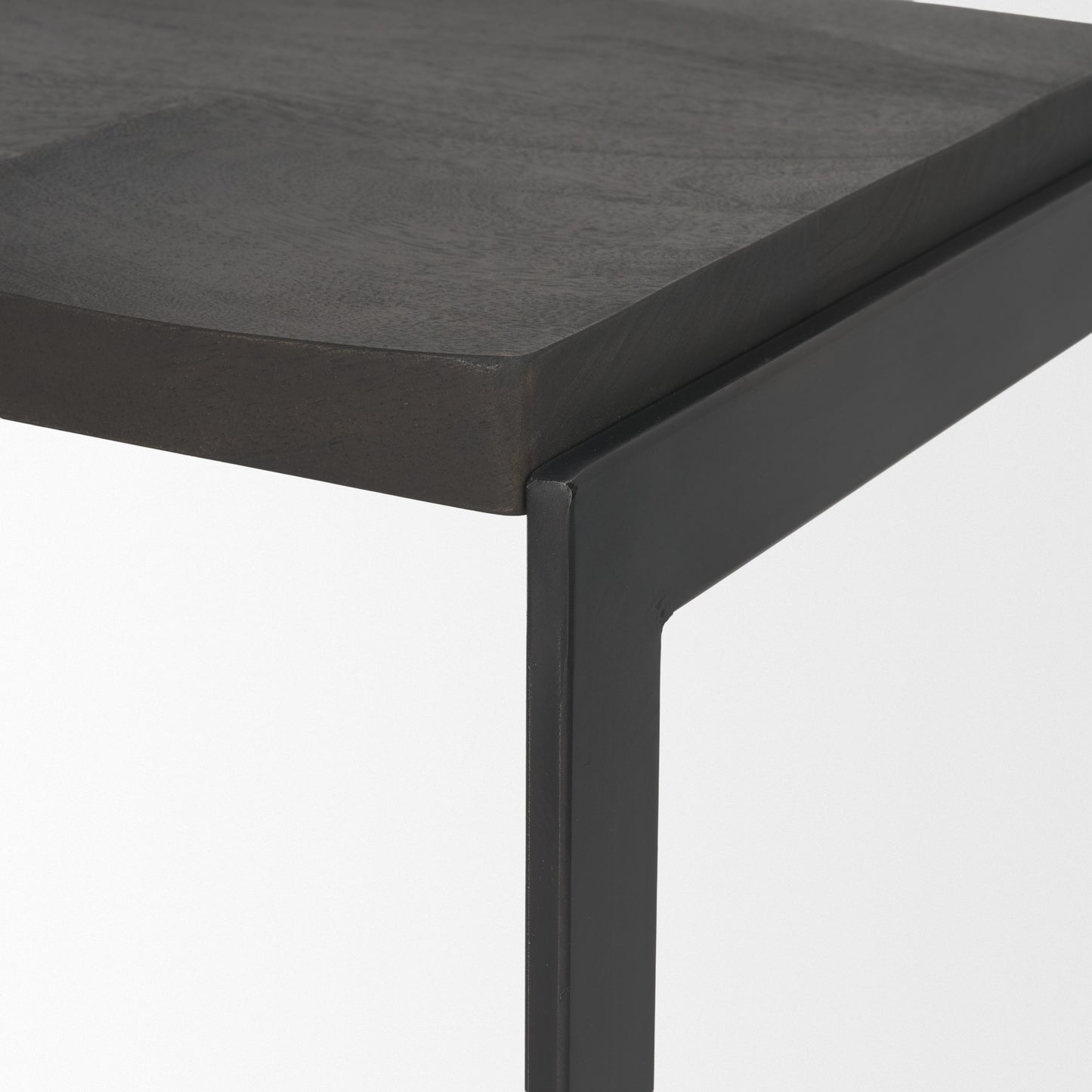 Kiran 17L x 17W x 26H Black Wood W/ Black Metal Base C-Shape Counter Stool
