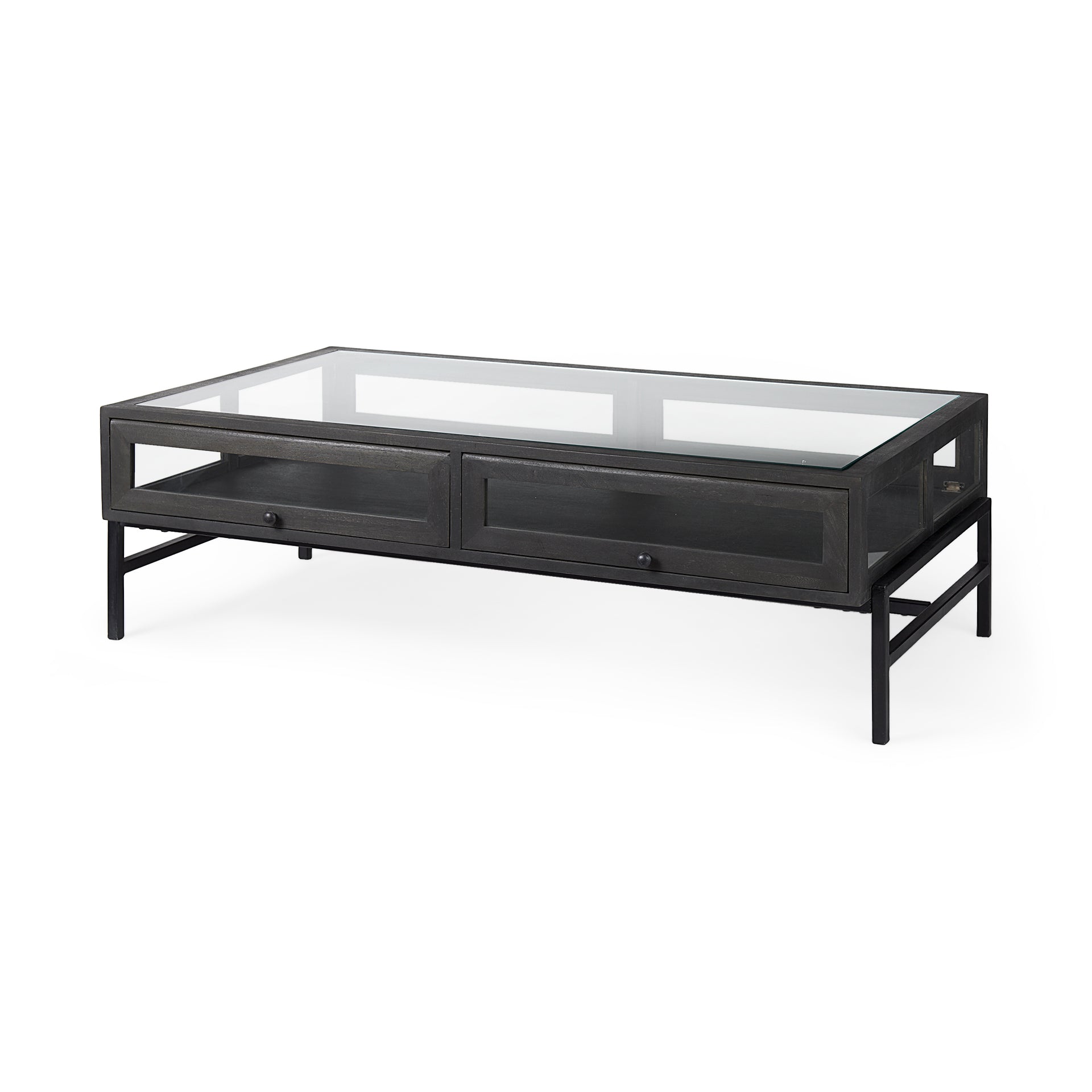 Arelius Coffee Table % 7C Rectangular Black-Brown Wood | Black Metal | Rectangular - coffee-tables