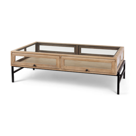 Arelius Coffee Table % 7C Rectangular Light Brown Wood | Black Metal | Rectangular - coffee-tables