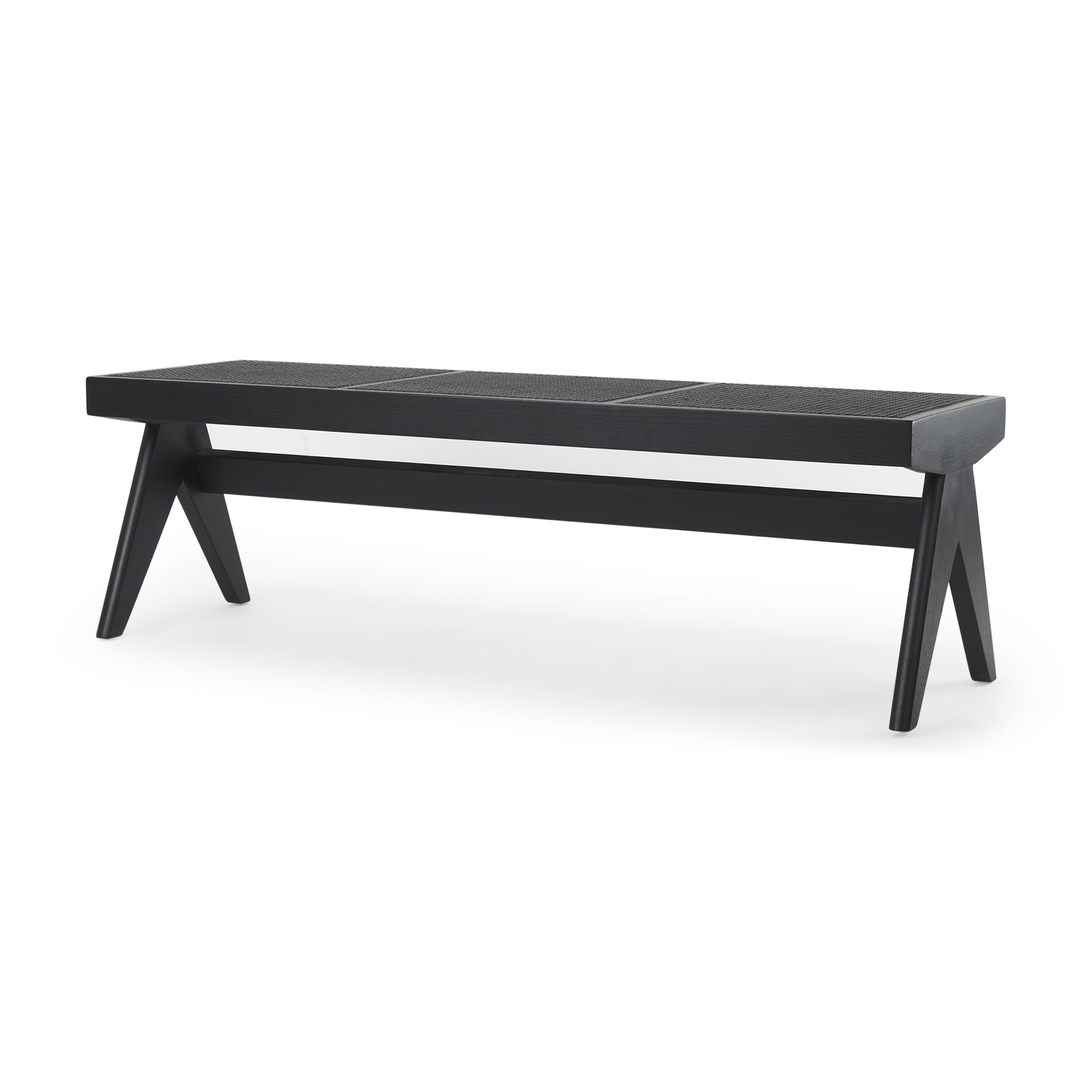 Arvin 59.1L x 17.7W x 18.1H Black Wooden Bench