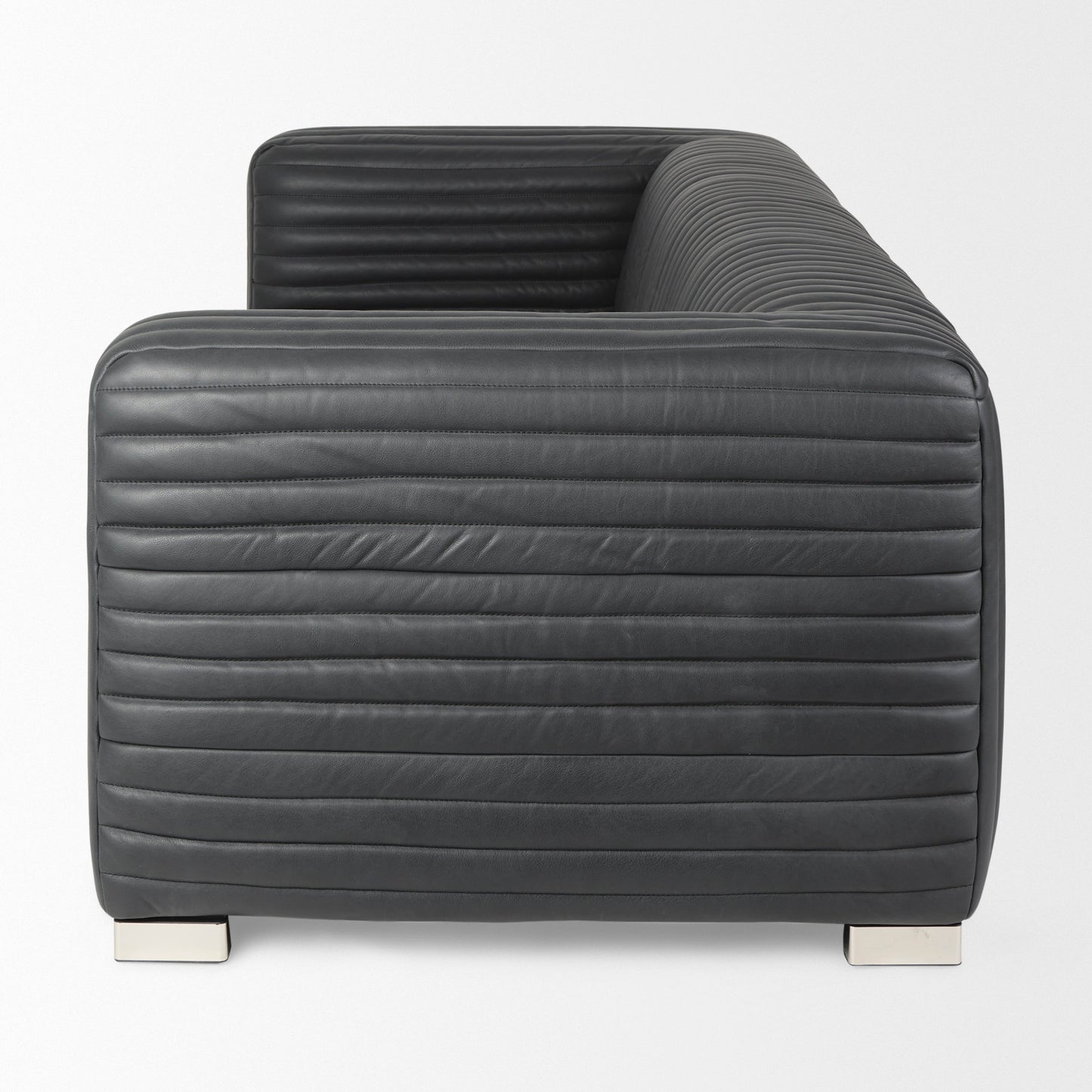 Ricciardo Black Leather Wrapped Three Seater Sofa