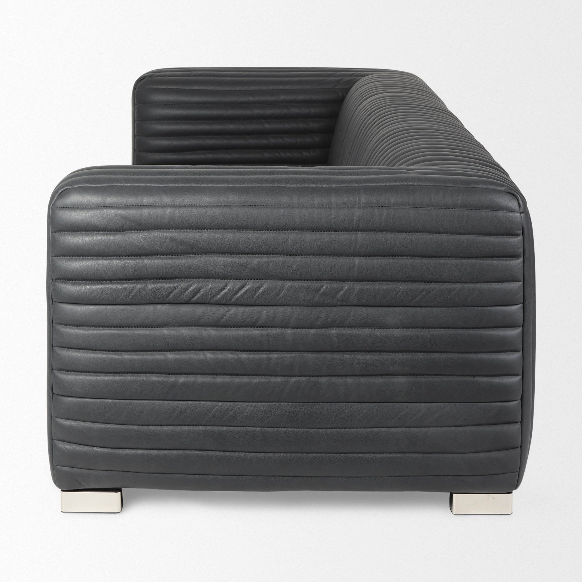Ricciardo Black Leather Wrapped Three Seater Sofa