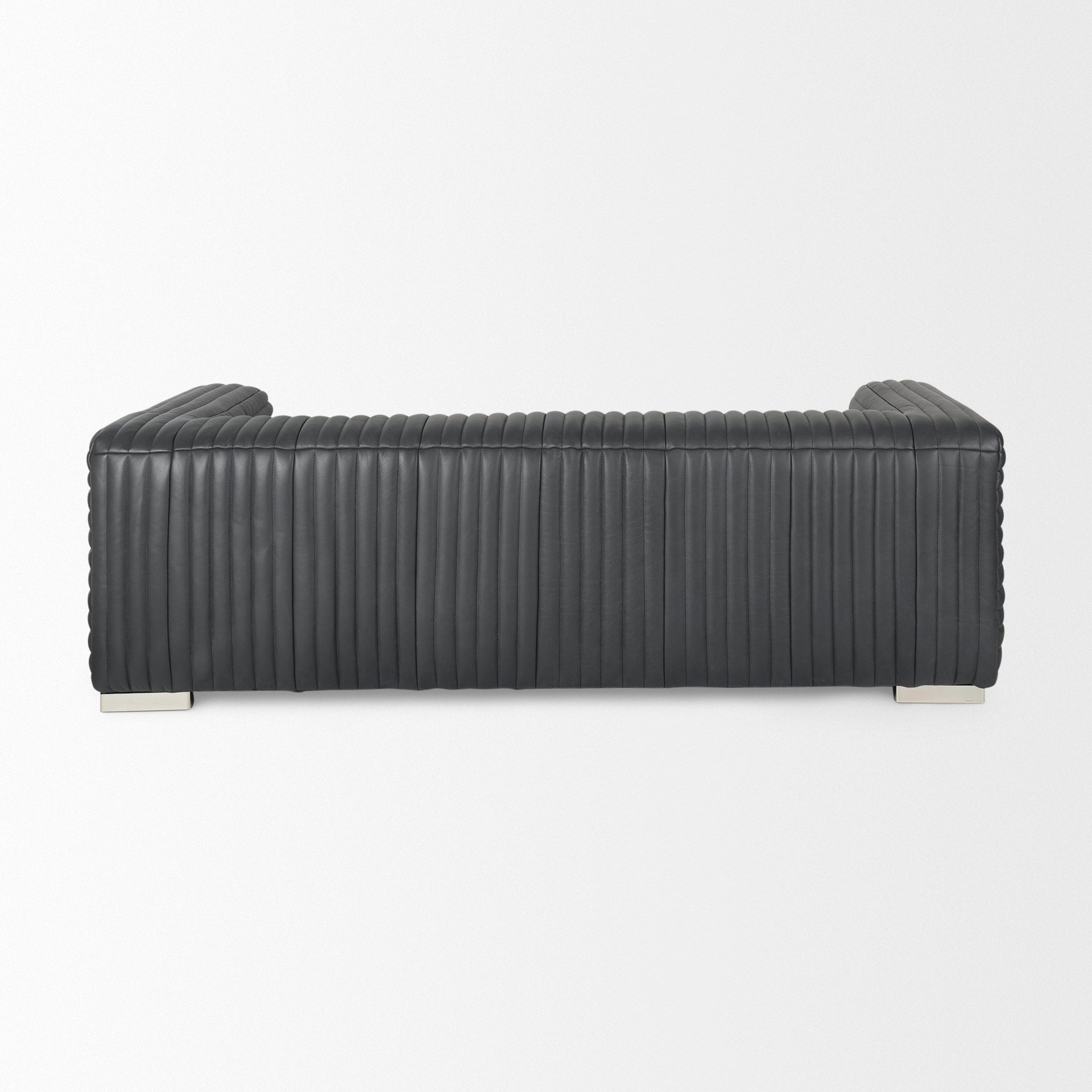Ricciardo Black Leather Wrapped Three Seater Sofa