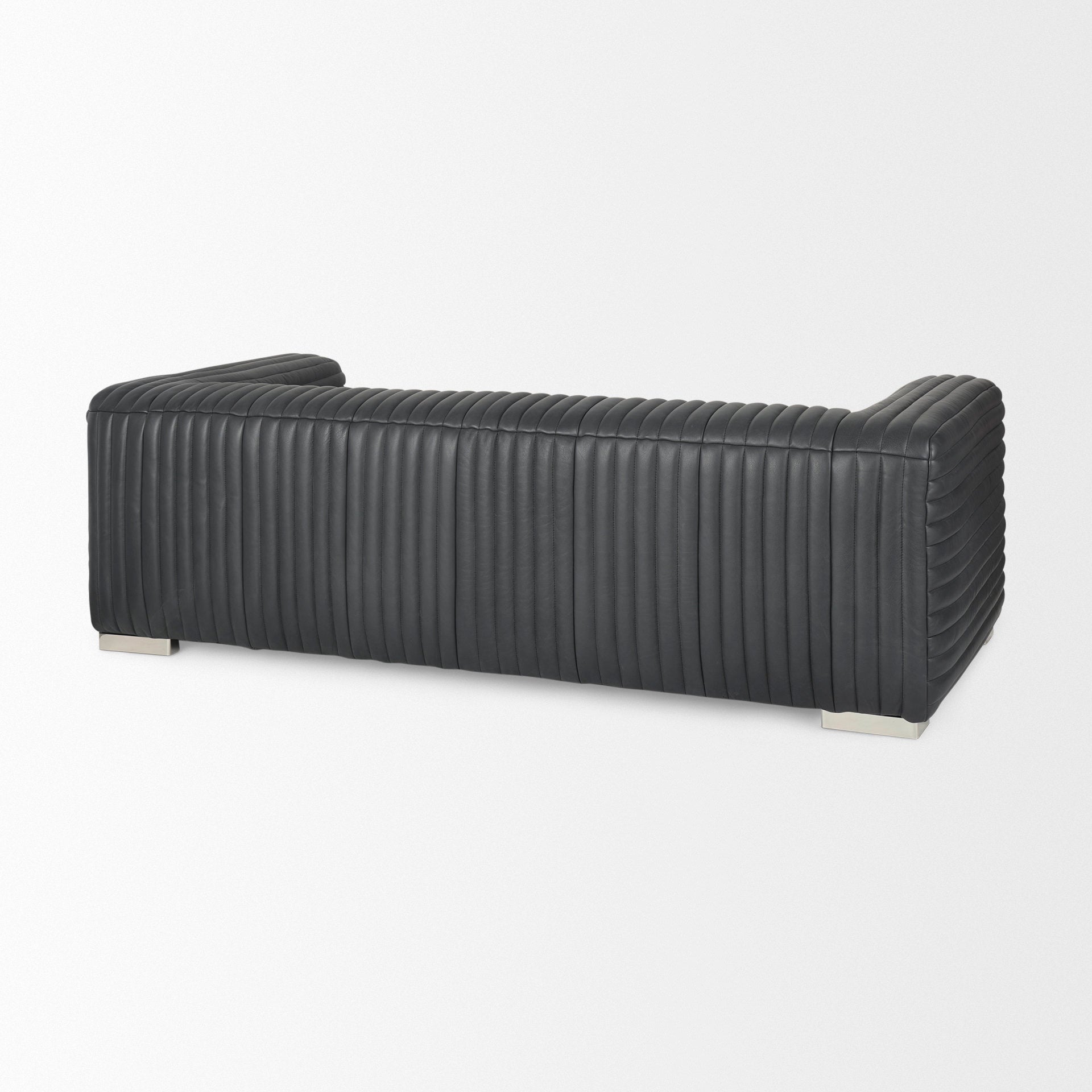 Ricciardo Black Leather Wrapped Three Seater Sofa