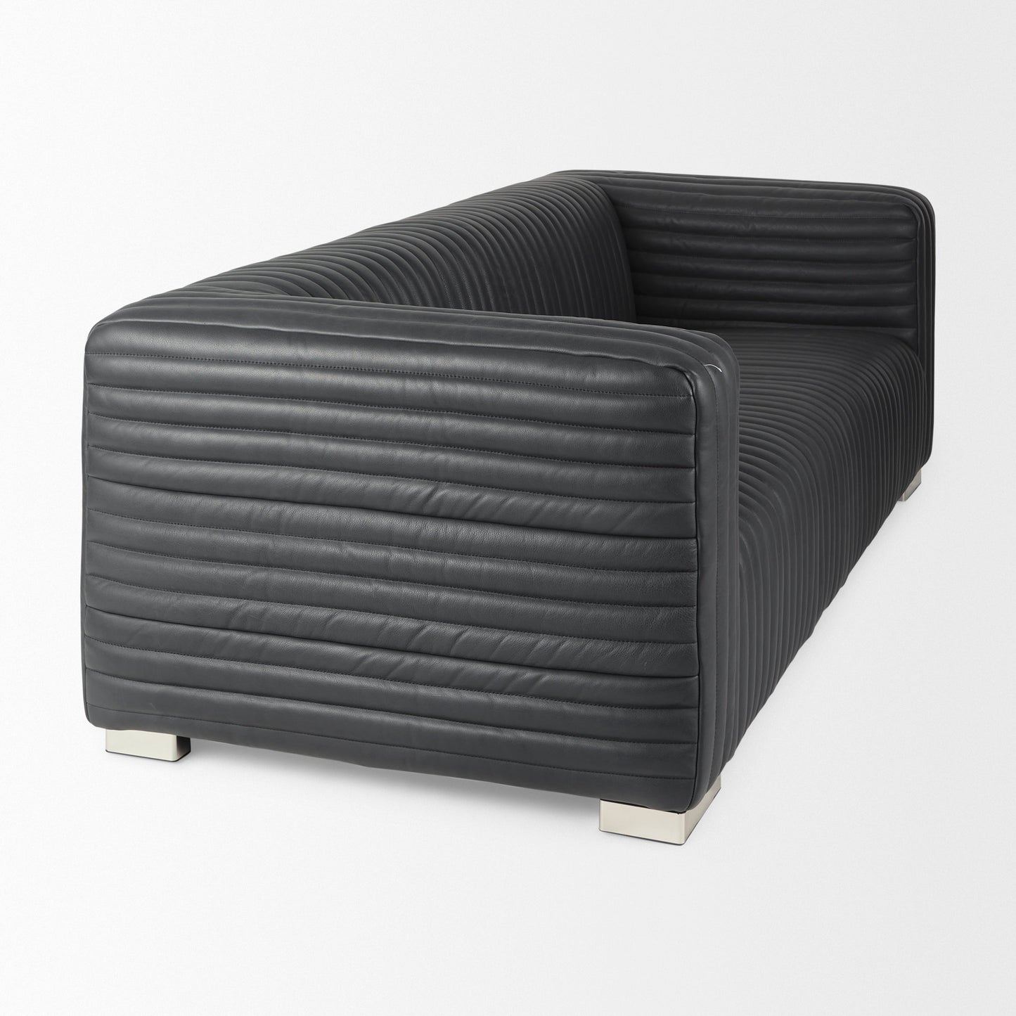 Ricciardo Black Leather Wrapped Three Seater Sofa