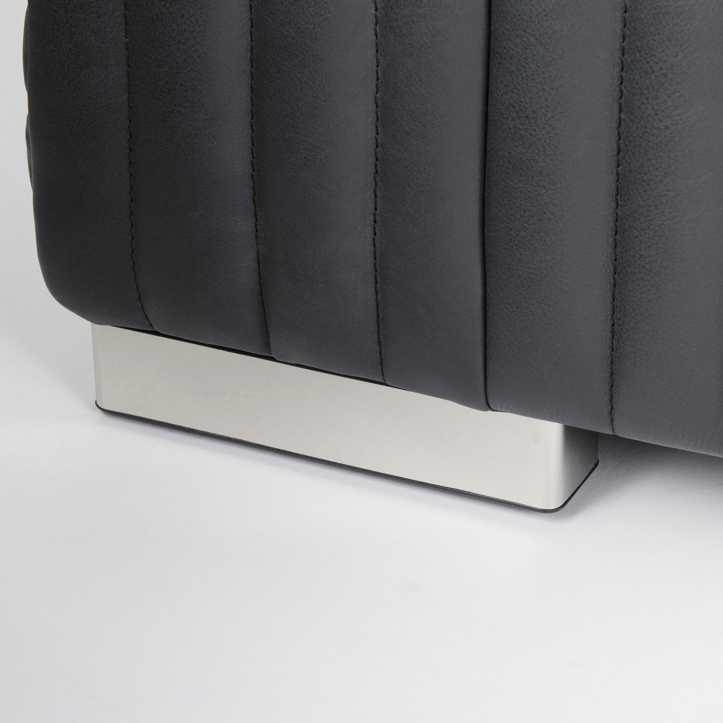 Ricciardo Black Leather Wrapped Three Seater Sofa