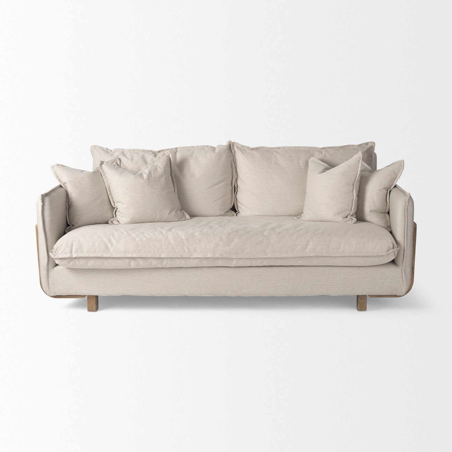 Roy I 84" Beige Upholstered Three Seater Sofa