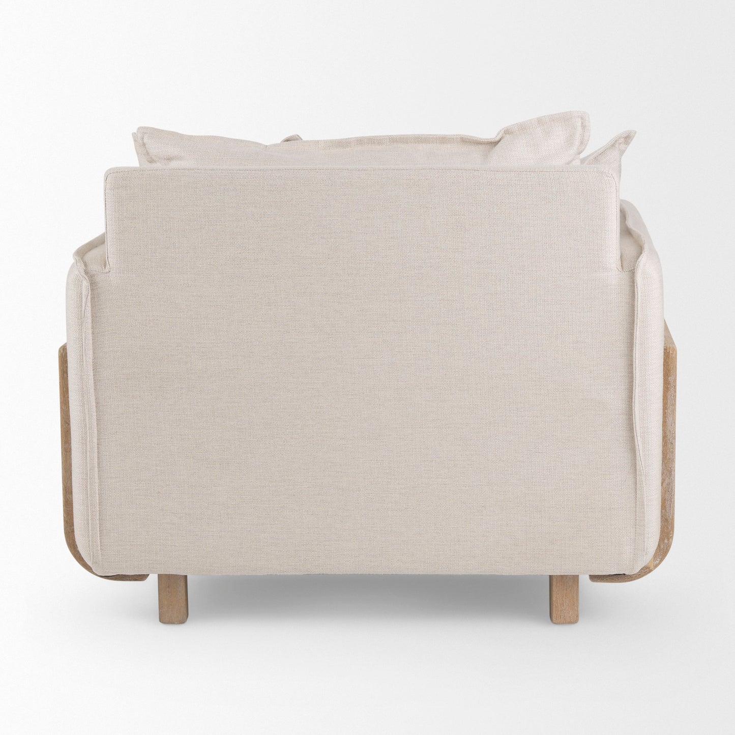Roy II Beige Upholstered and Brown Wood Frame Arm Chair
