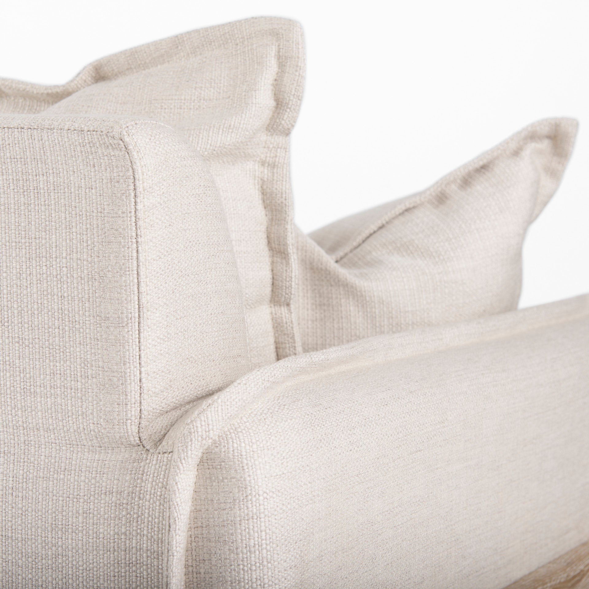 Roy II Beige Upholstered and Brown Wood Frame Arm Chair