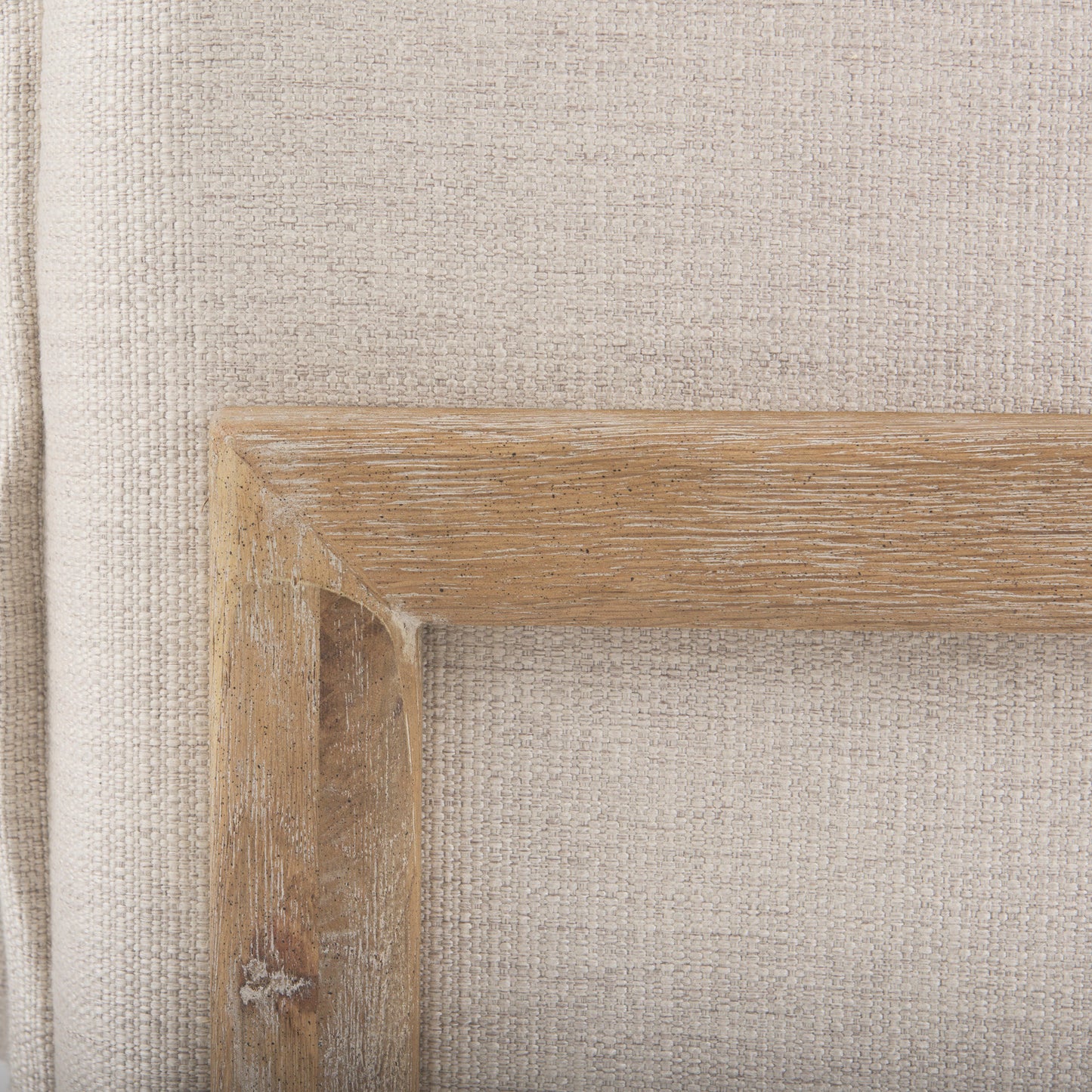 Roy II Beige Upholstered and Brown Wood Frame Arm Chair