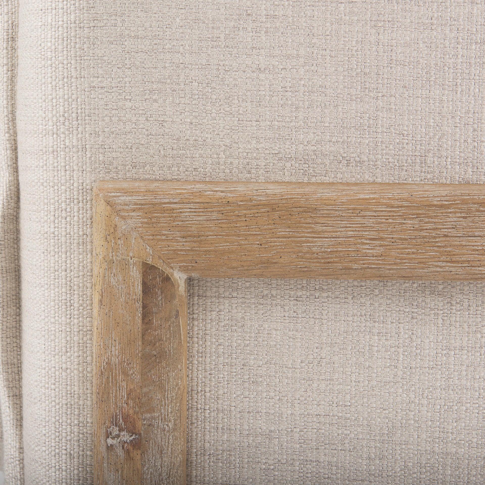 Roy II Beige Upholstered and Brown Wood Frame Arm Chair