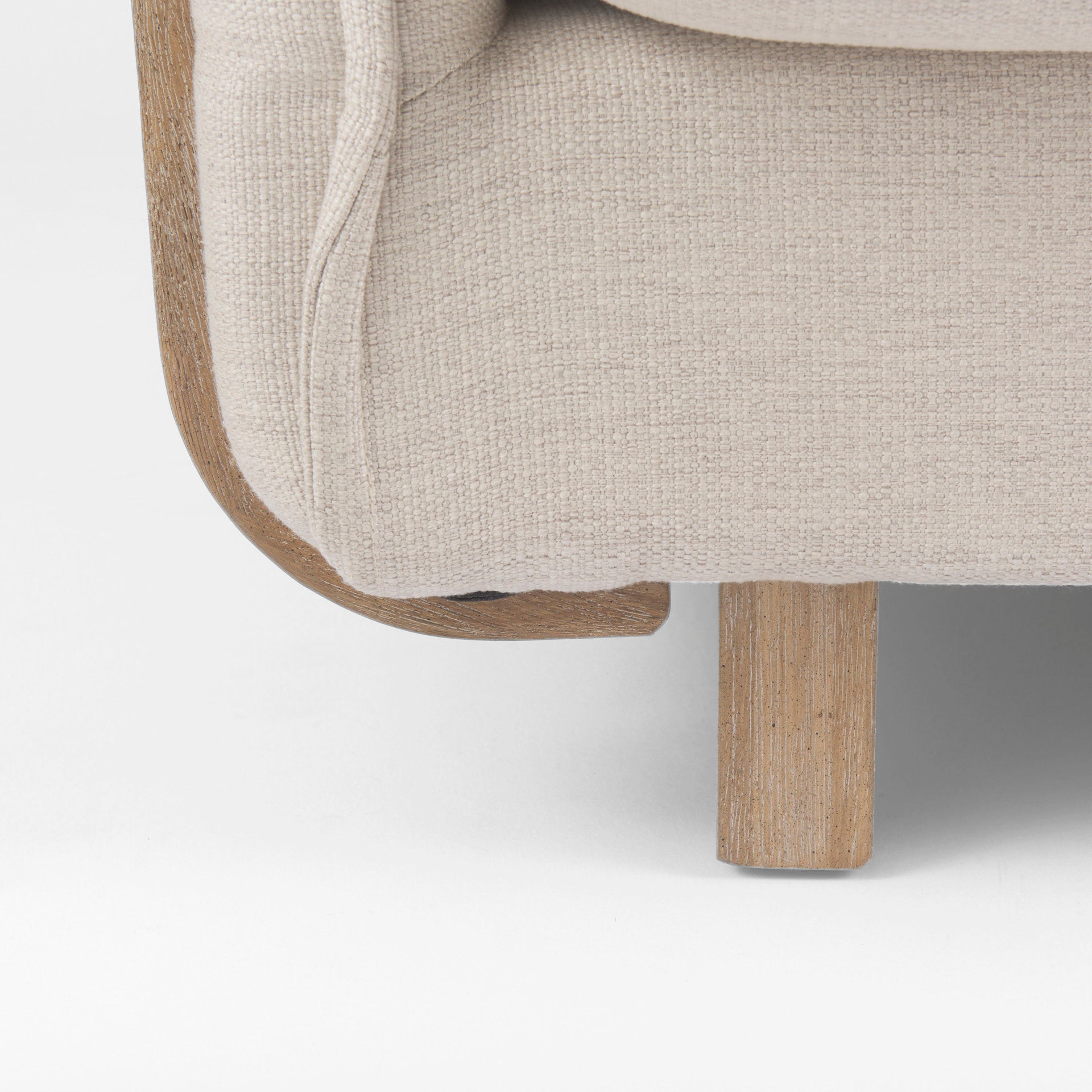 Roy II Beige Upholstered and Brown Wood Frame Arm Chair