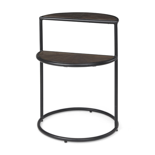 Arlo End Side Table Dark Brown Wood | Black Metal - end-and-side-tables