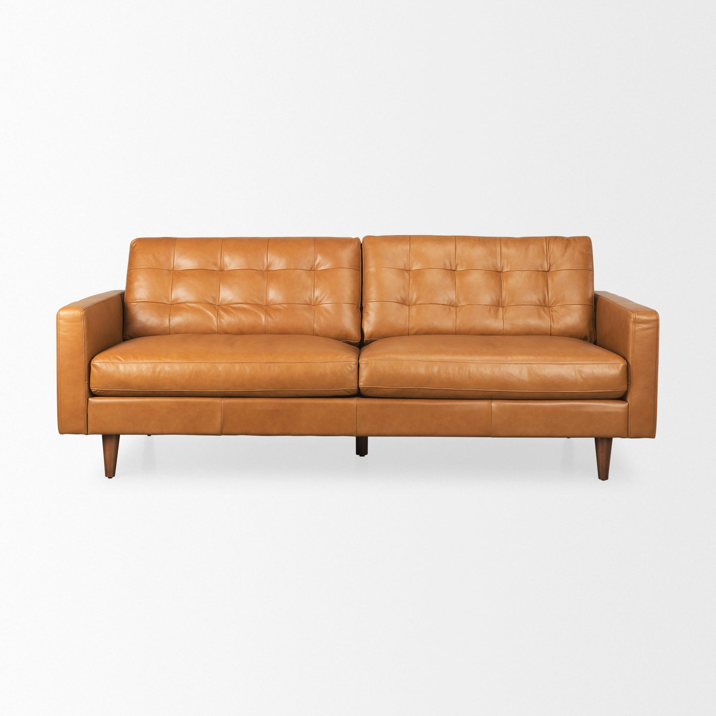Olaf 88.2L x 37.8W x 35.0H Tan Leather Sofa