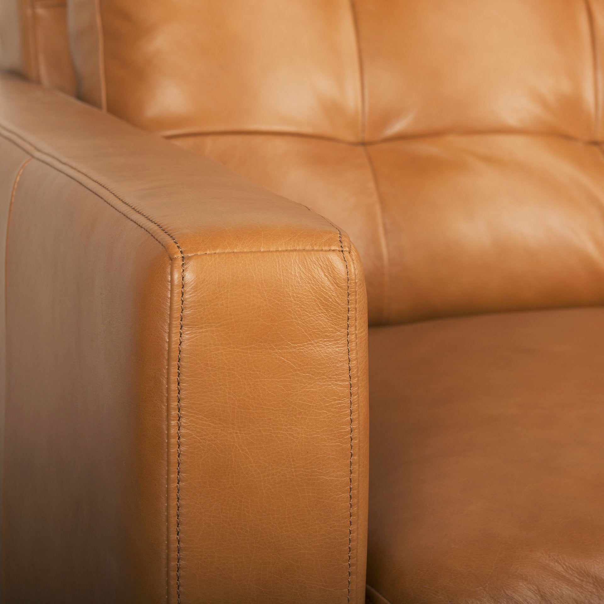 Olaf 88.2L x 37.8W x 35.0H Tan Leather Sofa