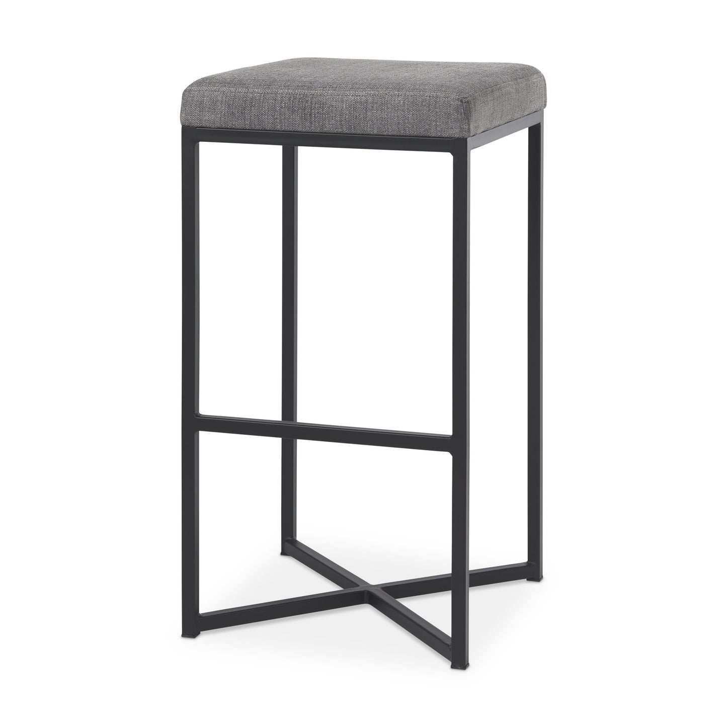 Frodo Bar Counter Stool Gray Fabric | Black Iron | Bar - bar-stools