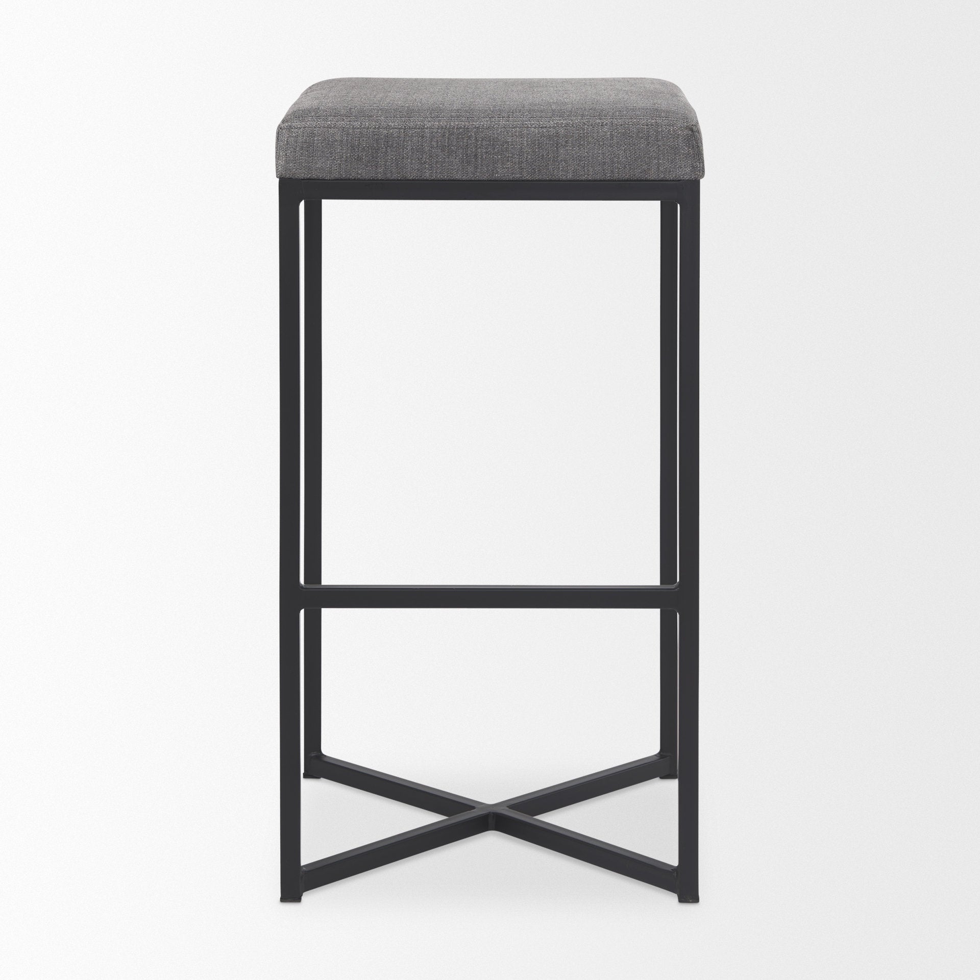 Frodo Bar Counter Stool Gray Fabric | Black Iron | Bar - bar-stools