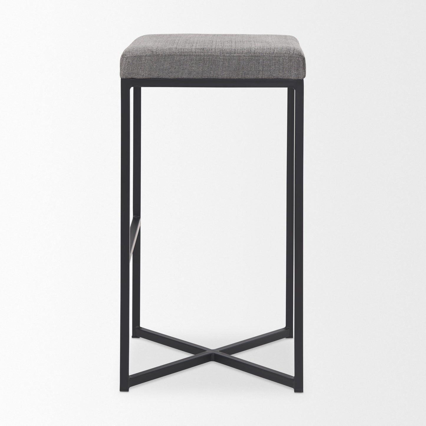 Frodo Bar Counter Stool Gray Fabric | Black Iron | Bar - bar-stools