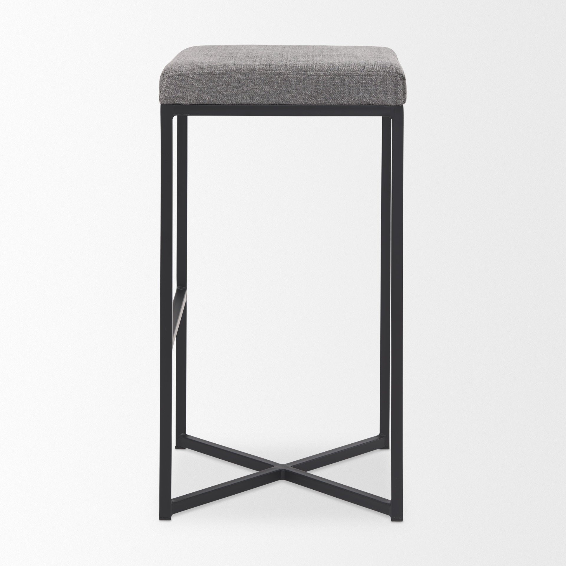 Frodo Bar Counter Stool Gray Fabric | Black Iron | Bar - bar-stools