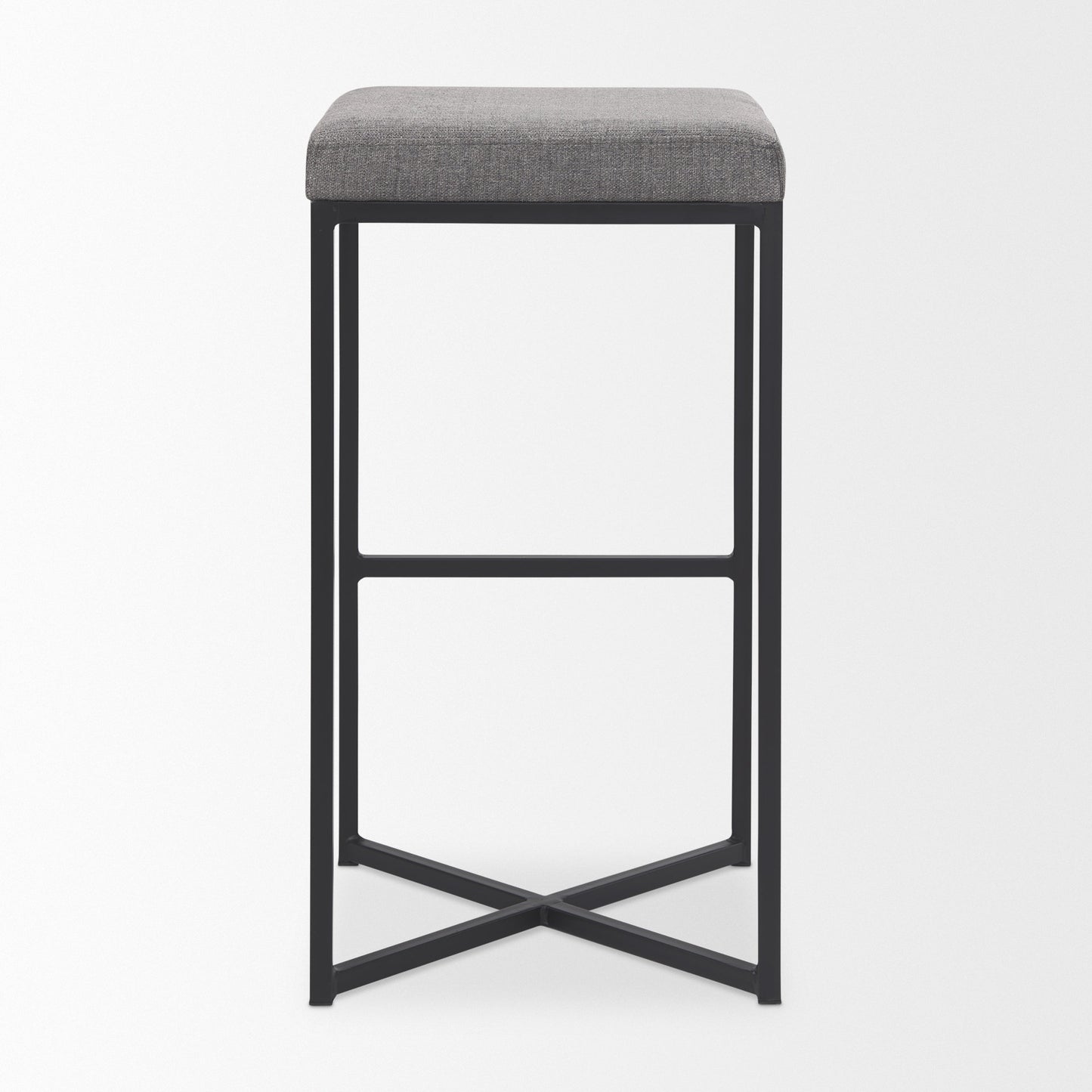 Frodo Bar Counter Stool Gray Fabric | Black Iron | Bar - bar-stools