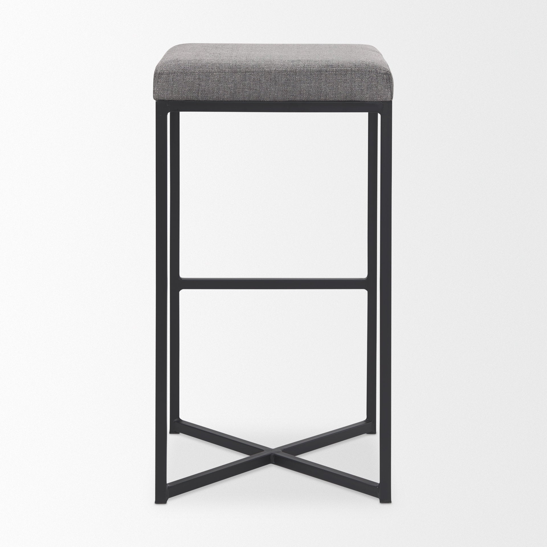 Frodo Bar Counter Stool Gray Fabric | Black Iron | Bar - bar-stools