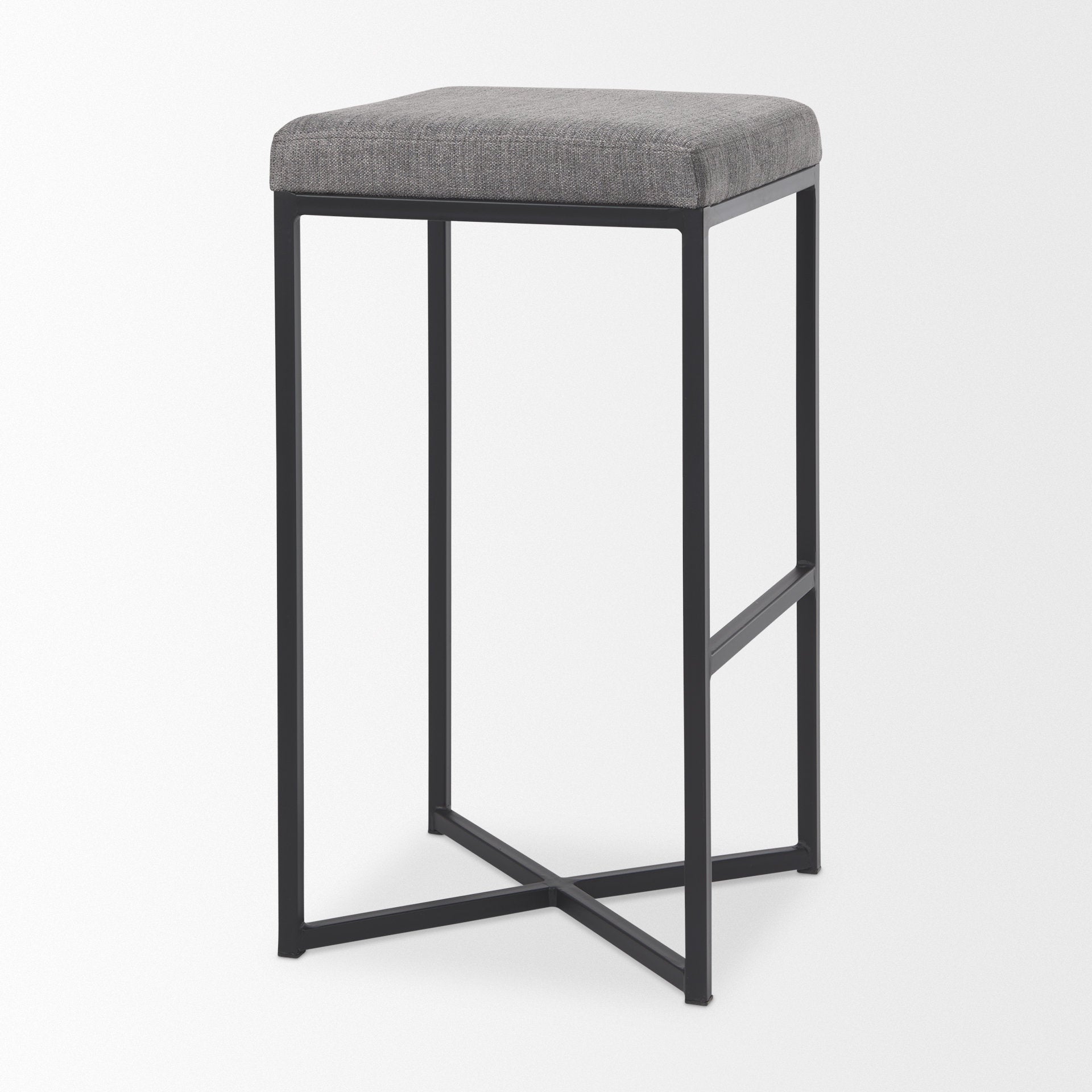 Frodo Bar Counter Stool Gray Fabric | Black Iron | Bar - bar-stools