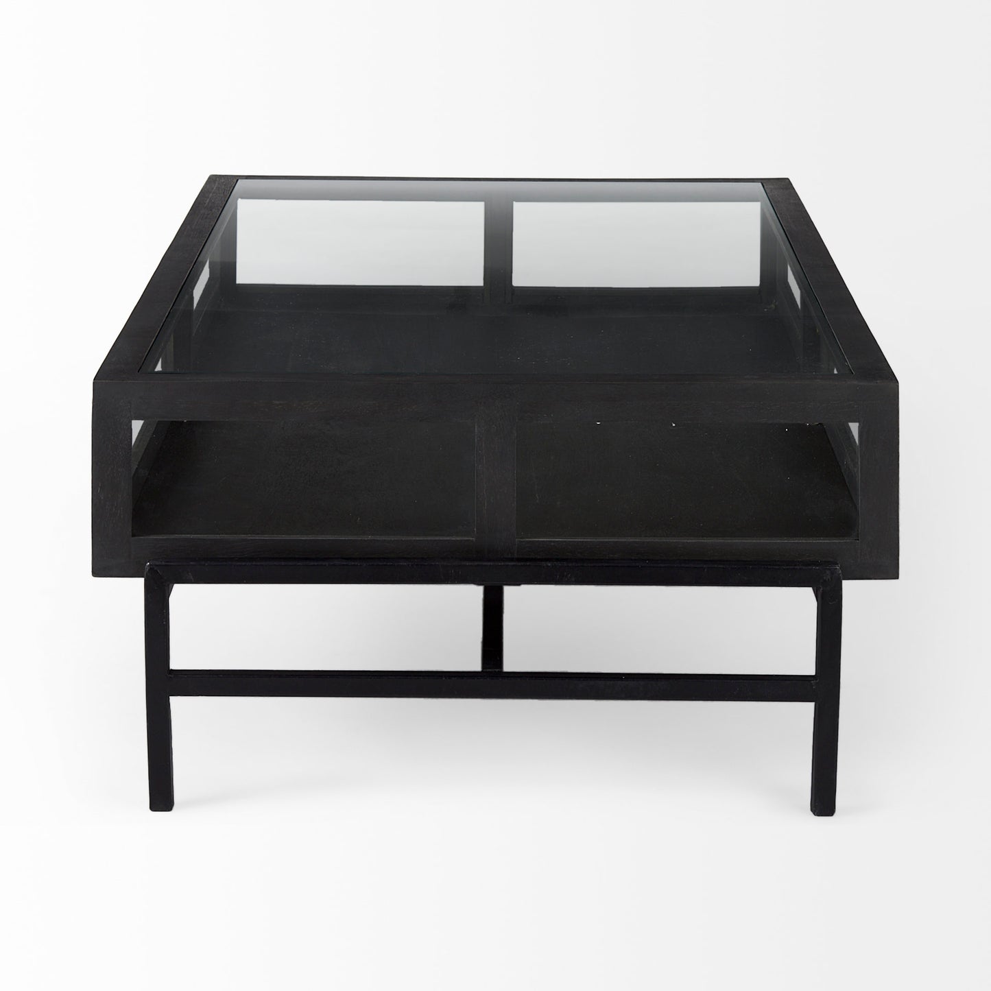 Arelius Coffee Table % 7C Rectangular Black-Brown Wood | Black Metal | Rectangular - coffee-tables