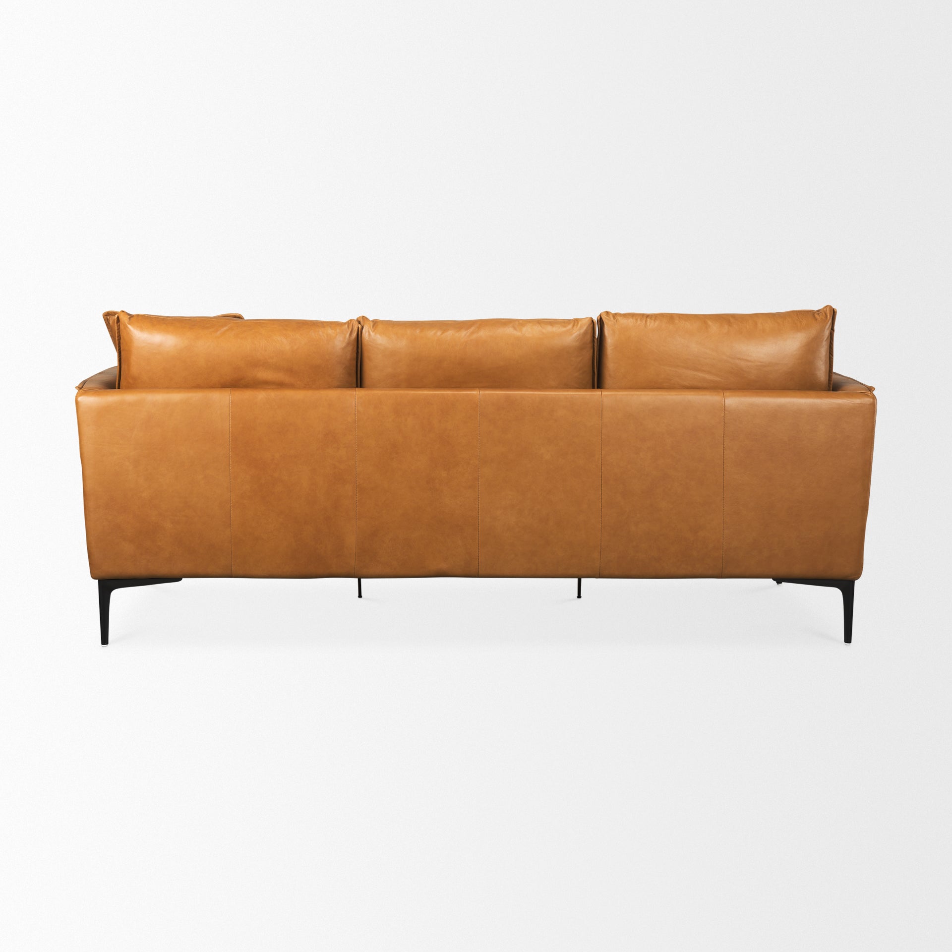 Lake Como 85.8L x 36.6W x 32.3H Tan Leather Three Seater Sofa