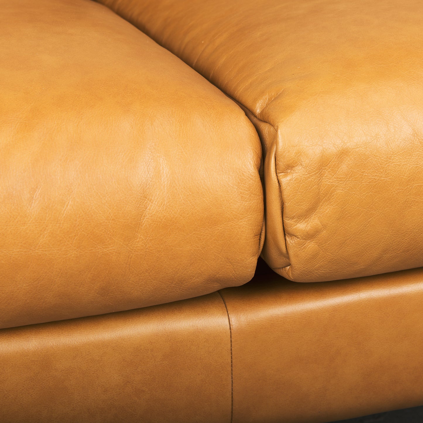Lake Como 85.8W Tan Leather Three Seater Sofa