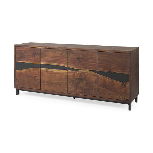 Hemlock Sideboard Brown Wood | Black Resin - sideboards-and-buffets