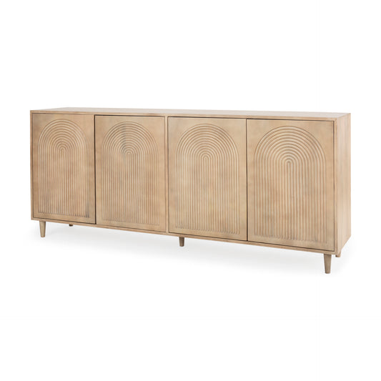 Tucker Sideboard Light Brown Wood | 4 Door - sideboards-and-buffets