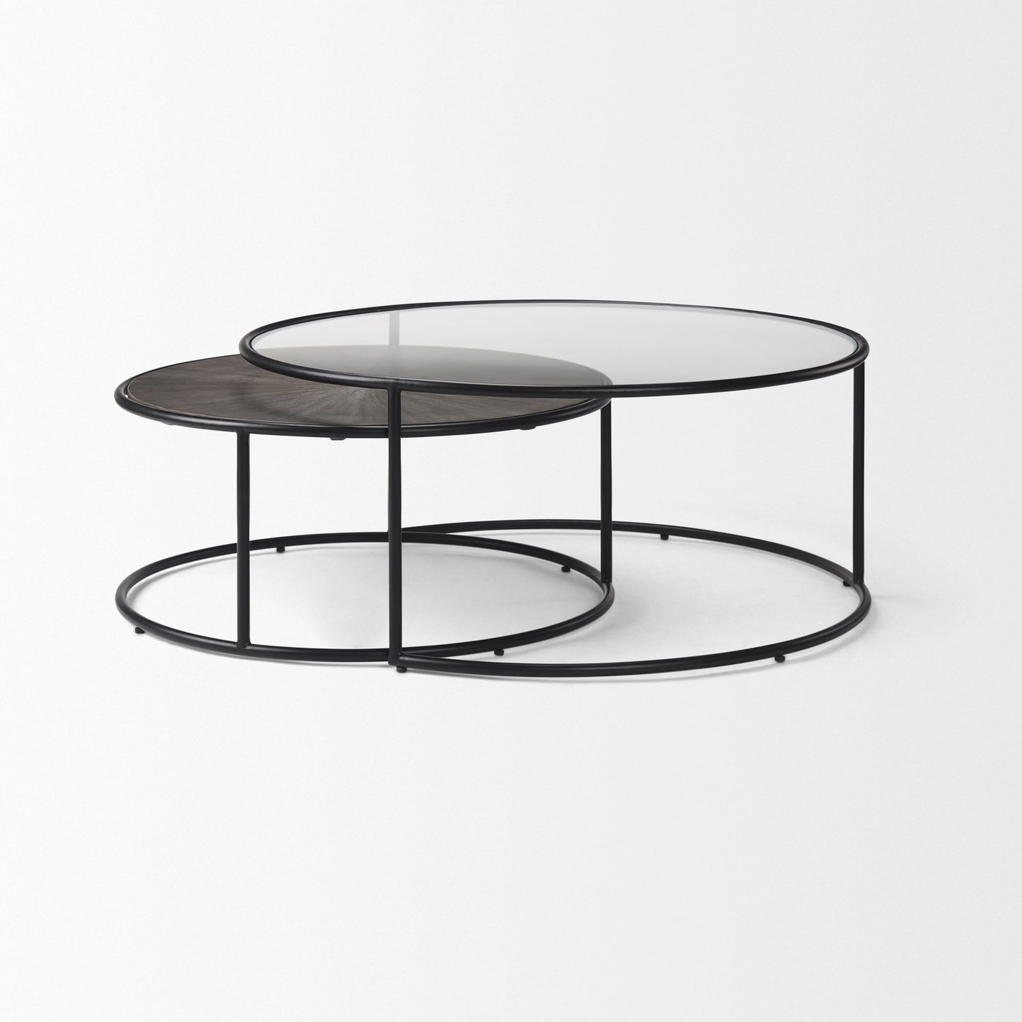 Arlo Coffee Tables Dark Brown Wood | Glass | Black Metal - coffee-tables