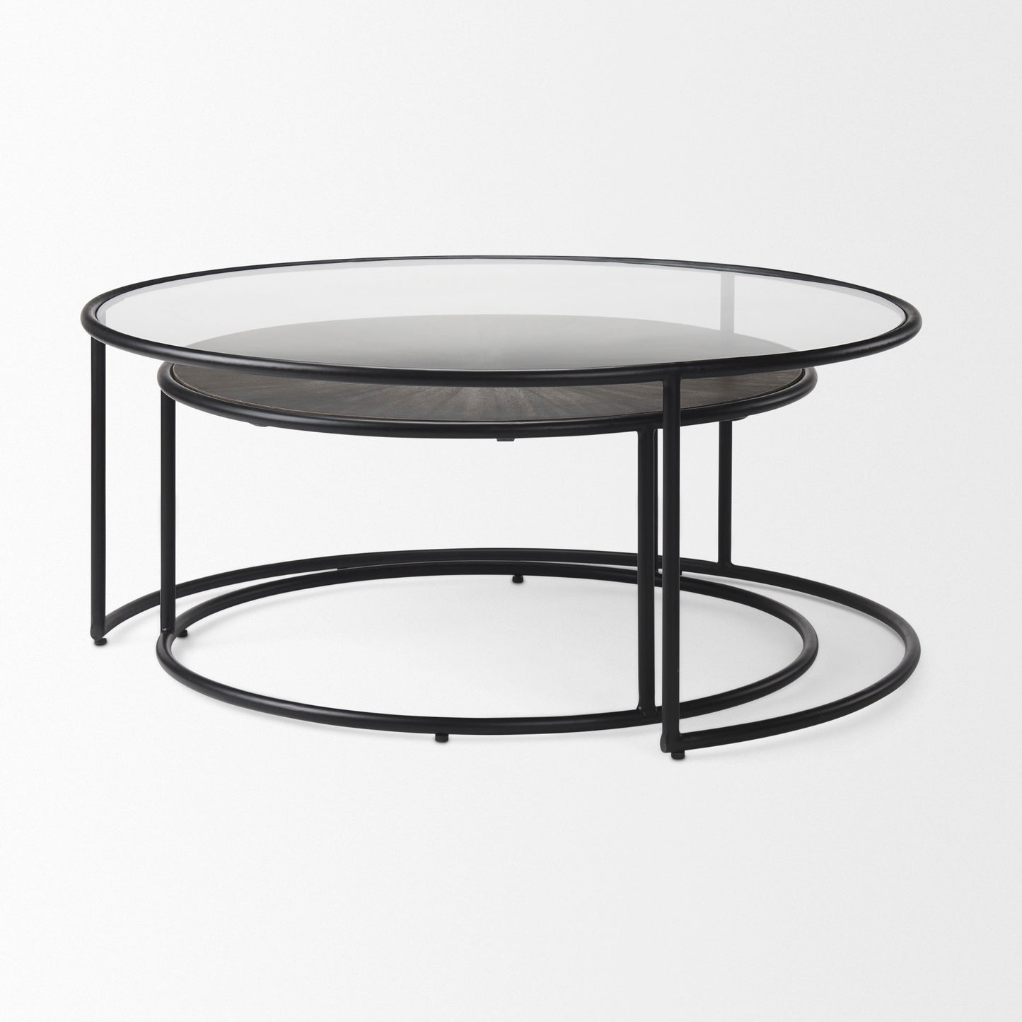 Arlo Coffee Tables Dark Brown Wood | Glass | Black Metal - coffee-tables