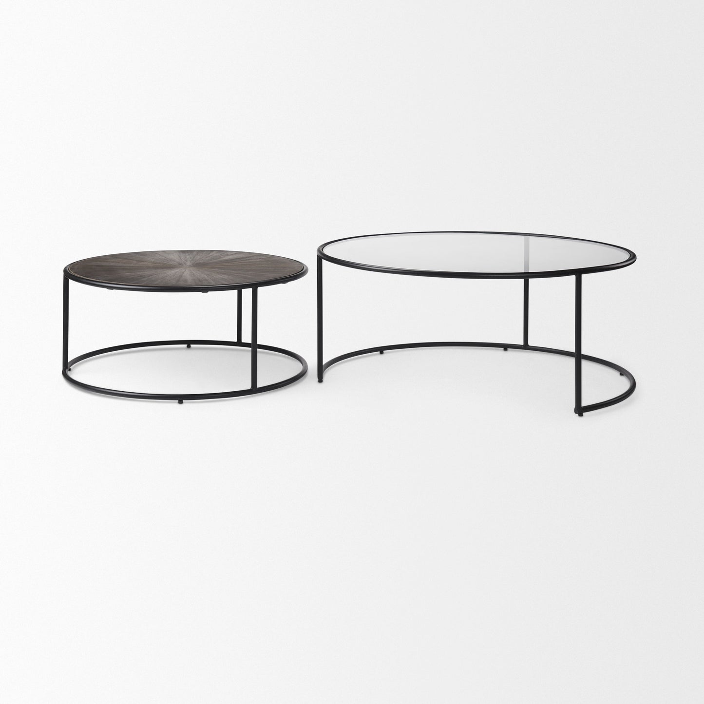 Arlo Coffee Tables Dark Brown Wood | Glass | Black Metal - coffee-tables